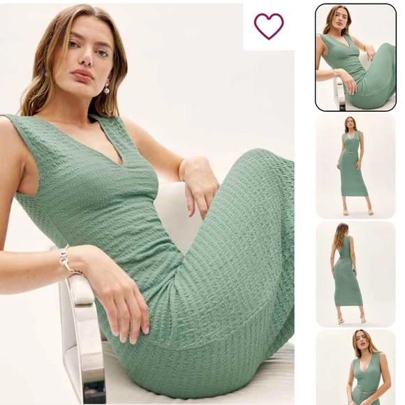 Reformation Palm Knit Dress in Teal - Picture 2 of 12